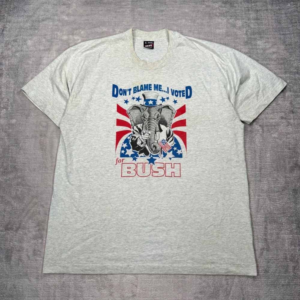 Vintage President Bush Shirt Mens XL Gray Election Political 90s Single Stitch